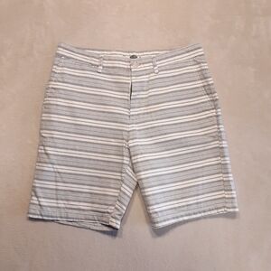 Old Navy Mens Striped Twill Gray/White Colorway 33 Slim Etroit Cotton 9" Inseam